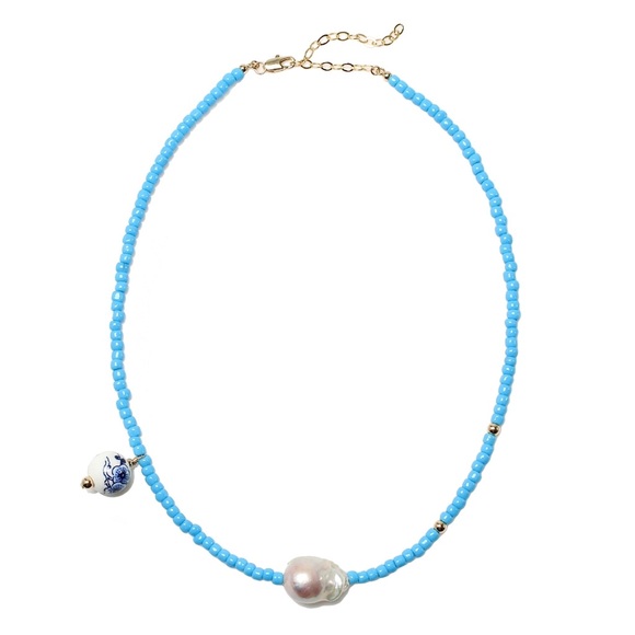 Jewelry - Turquoise Colorful Beaded Baroque Genuine Freshwater Pearl Necklace